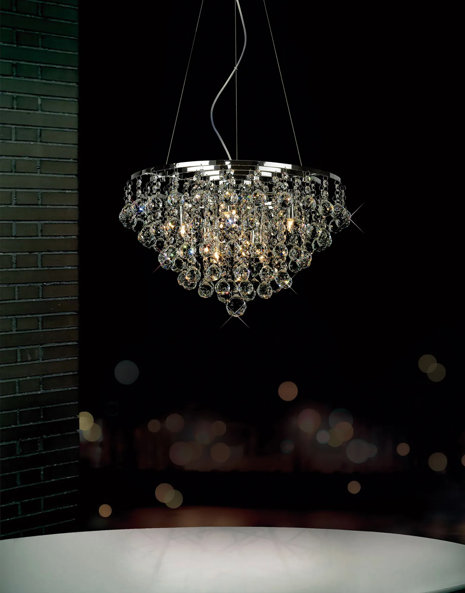 Atla Polished Chrome Crystal Ceiling Lights Diyas Single Crystal Pendants Atla Polished Chrome Crystal Ceiling Lights Diyas Single Crystal Pendants